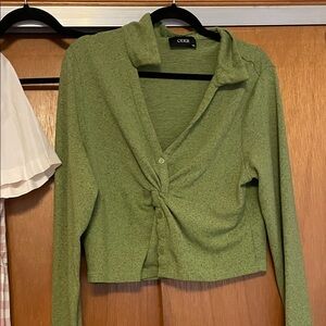 Cider Green Twist Front Crop Top